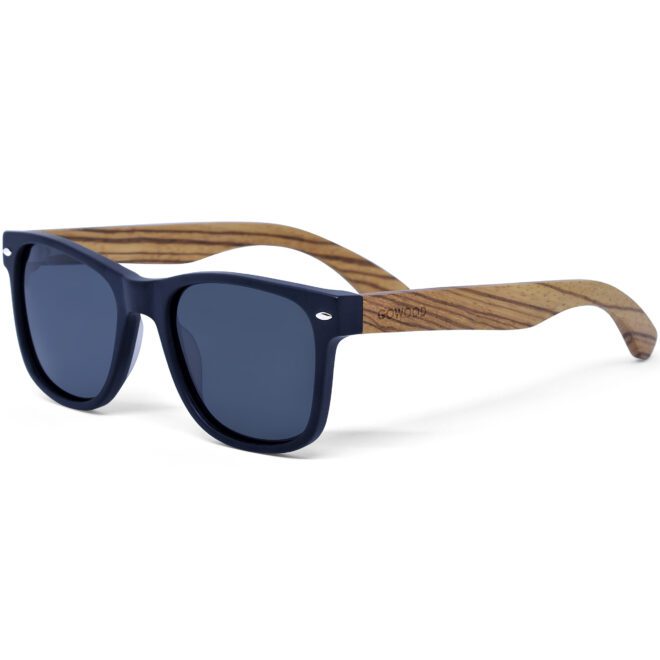 zebra wood classic style sunglasses black lenses