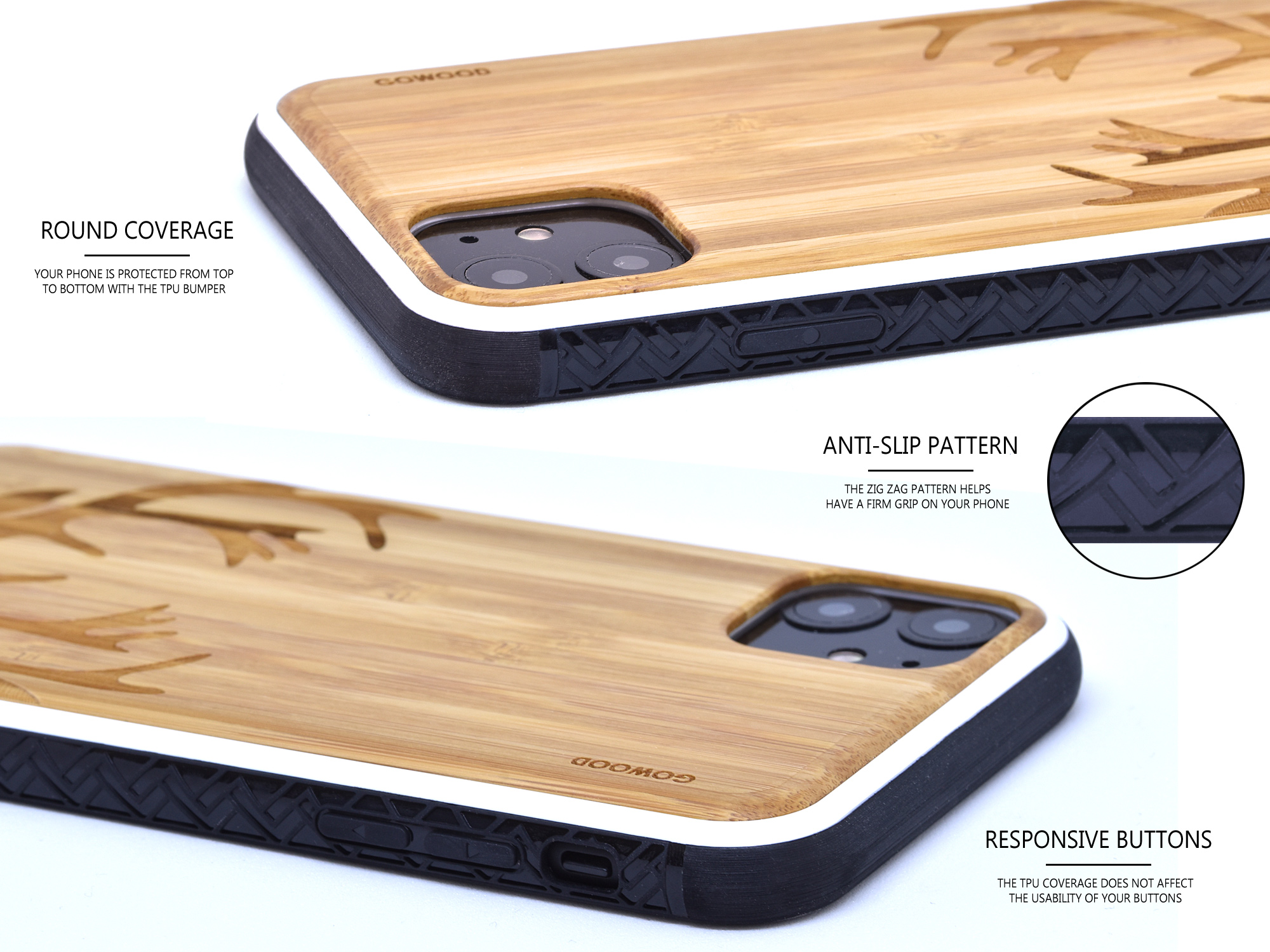 Coque iPhone 12 Mini en bois - Résistante aux chocs - Originale