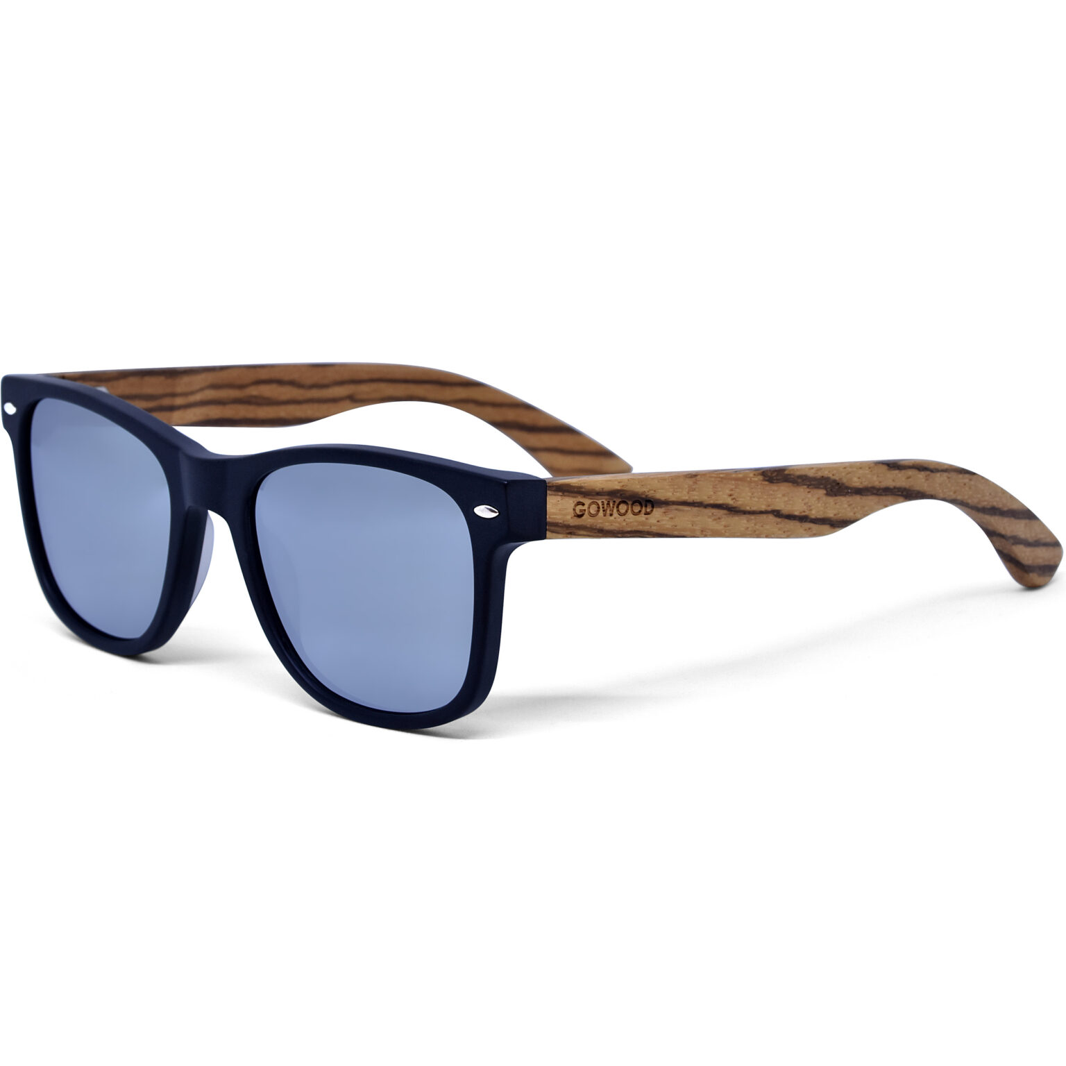 zebra wood classic style sunglasses silver lenses