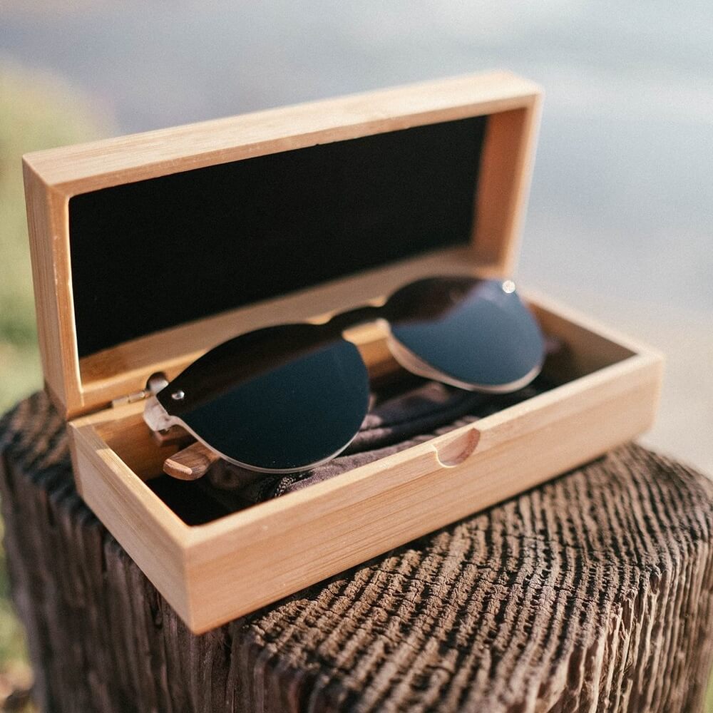 Rio round rimless wooden sunglasses by Gowood